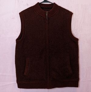 Pendleton 100% Washable Shetland Wool Red Full Zip Vest Jacket size Large
